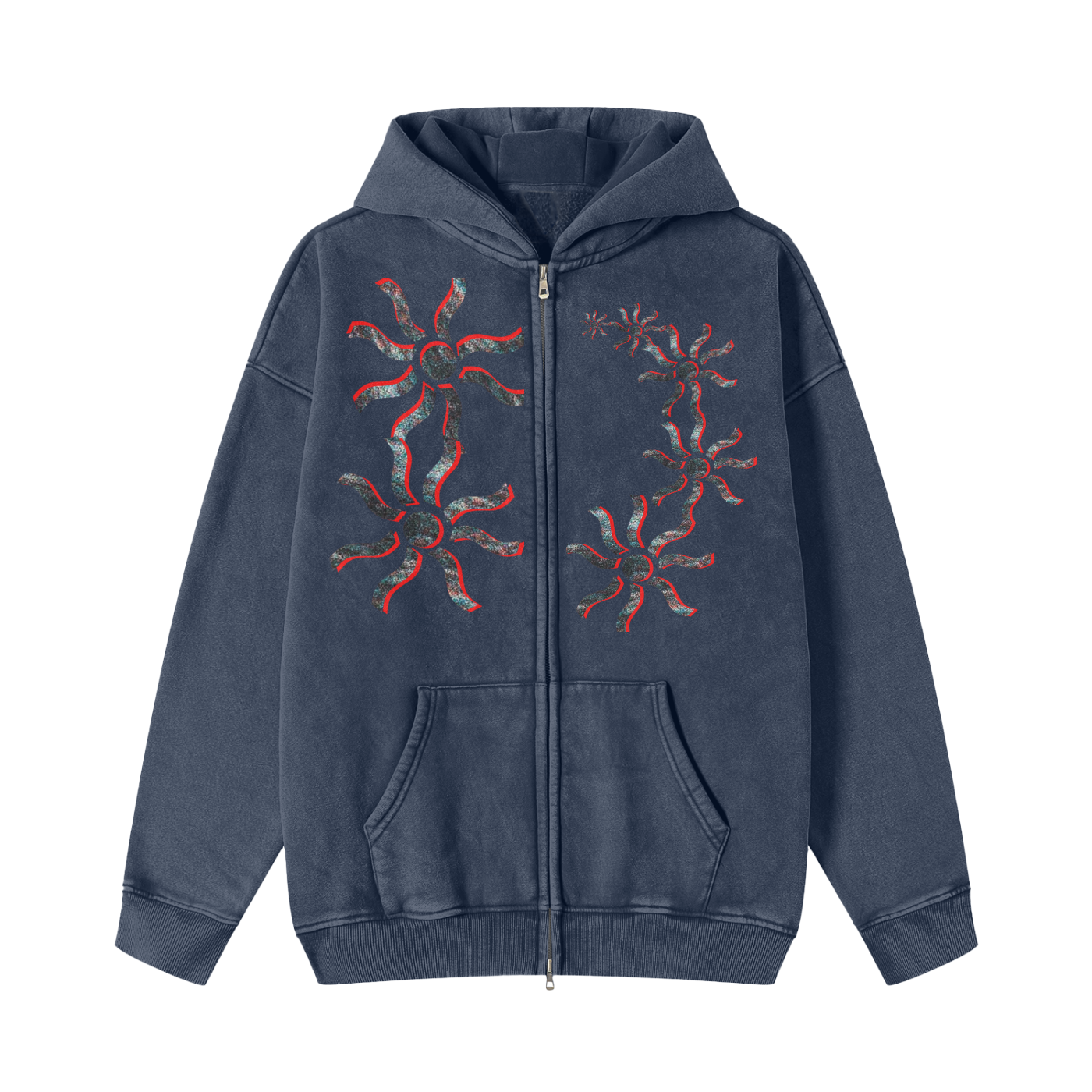 Patternized Sun Zip Hoodie