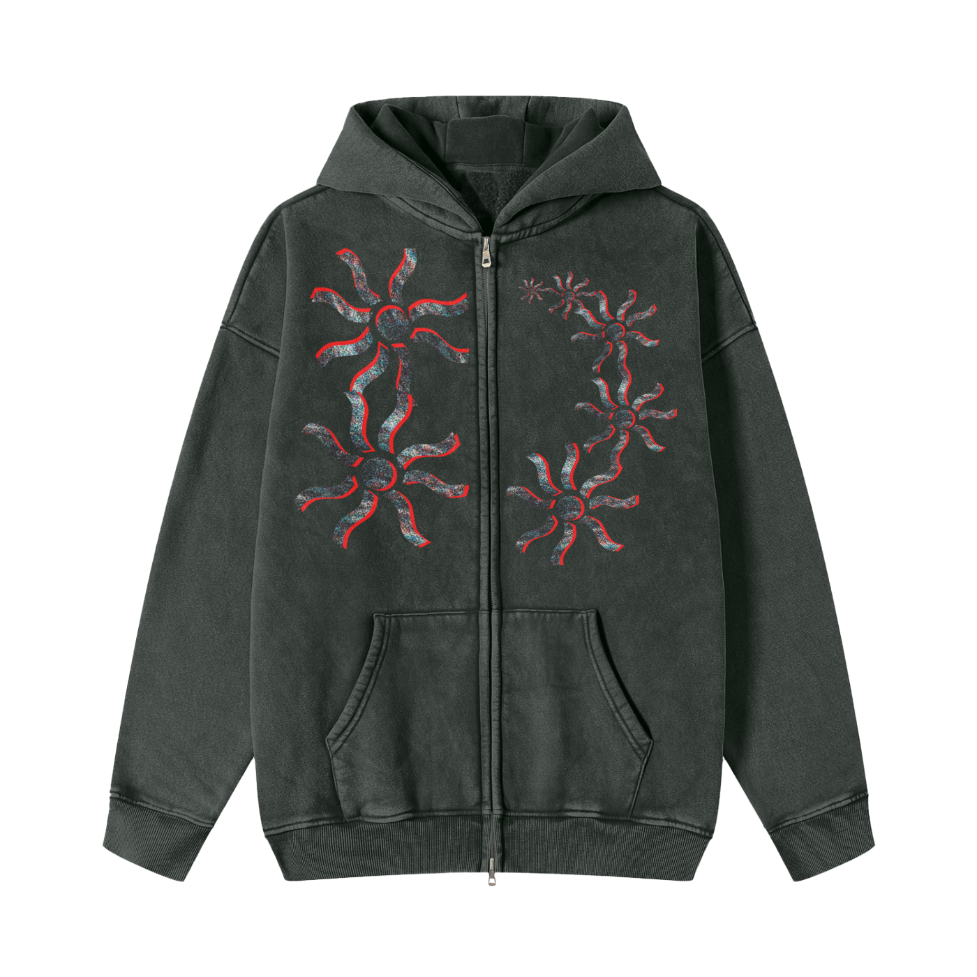 Patternized Sun Zip Hoodie